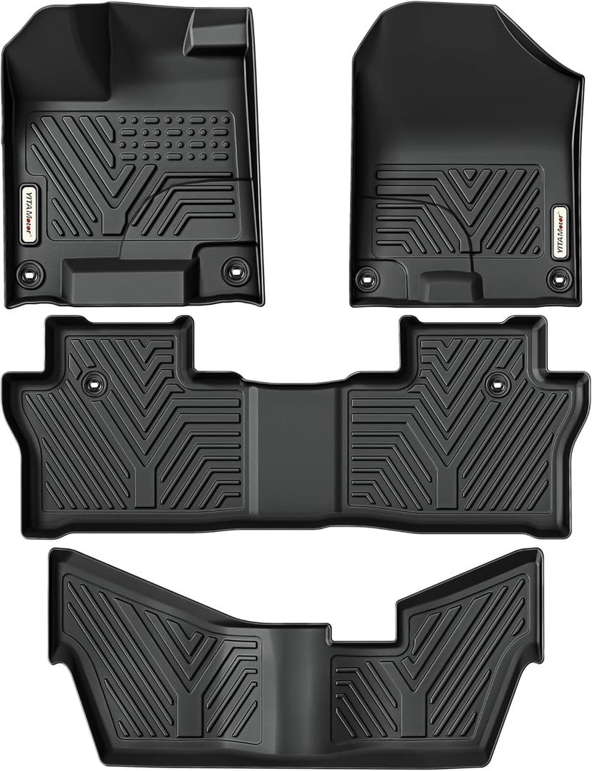 YITAMOTOR Floor Mats Fit for Honda Pilot 2022-2016,All-Weather Floor Liners Set Front 1st & 2nd 3rd Seat Floor Liner Set Black, 8 Passenger Model
