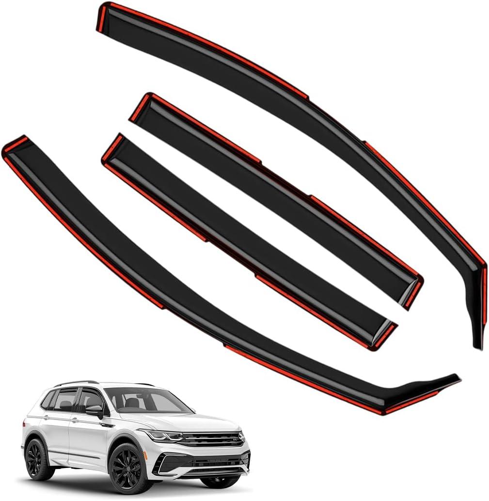 in-Channel Window Visors Rain Guards FIT Volkswagen Tiguan 2018-2025 (2018-2025) 4-Piece in-Channel Dark-Smoke Polycarbonate Vent Deflectors