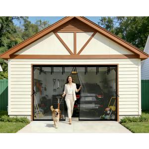Magnetic Garage Door Screen 13x10 FT for 1 Car Garage, 13x10FT Fiberglass Screen Door, Heavy Duty Privacy Garage Net Screen, Hands-Free with 8 Roll Up Straps for Patio, Outdoor, Gym, Sun House Porch