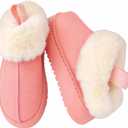 Women's Platform Slippers Winter Mini Boots Anti-Slip Suede Slip on Women Sneakers Fur Lined House Slippers for Indoor Outdoor (Brown, XL)
