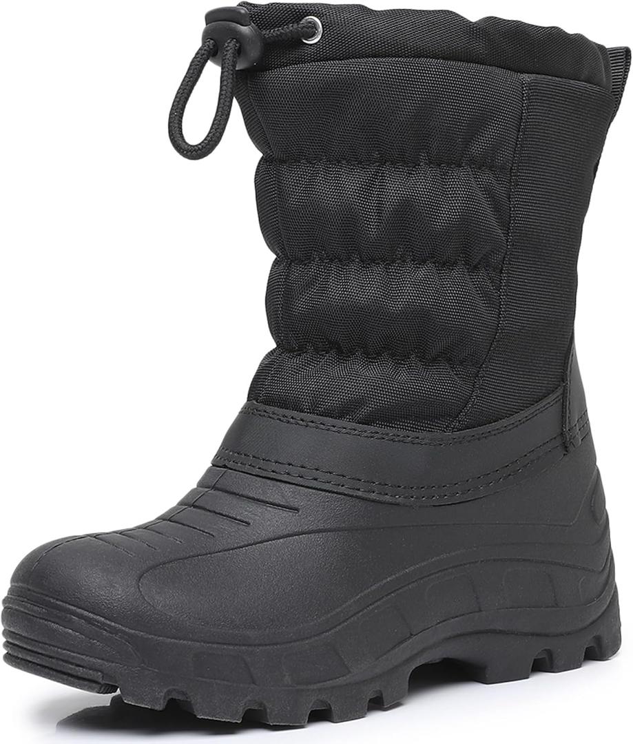 Felabo Kids Snow Boots for Boys & Girls  Warm Water-Resistant Winter Boots Easy to Put On (Toddler/Little Kid/Big Kid) (Black)