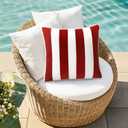 Pack of 2 Outdoor Throw Pillows 18x18 Inch, Water-Repellent & Fade Resistant Patio Pillows with Inserts, All Weather Decor for Patio Furniture Garden Couch Poolside, Red White