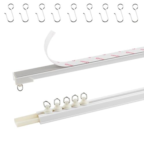 TYRON Adhesive Curtain Track Ceiling or Wall Mount(224"/ 18.7 FT), Ceiling Track Room Divider, Self Adhesive Curtains Rod No Drill, Screws or Tools, Curtain Hangers No Damage