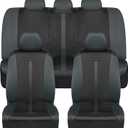 Motor Trend Black & Gray Car Seat Covers Full Set Front Seat Covers & Rear Bench Seat Cover Airbag Compatible, 60/40 Split Bench for Smaller Trucks, Cars & SUVs Automotive Interior Accessories