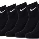Nike Unisex Adult Everyday Cushioned Training Ankle Socks (6-Pack) (Large, Black/White)