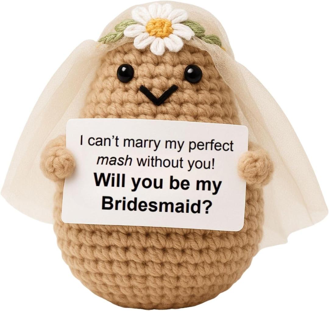 M.O.Q. Bridesmaid Proposal Wedding Party Will You Be My Bridesmaid Maid of Honor Positive Potato Gifts Ideas, Bachelorette, Small Cute Stuff Things, Handmade Crochet (Bridesmaid)