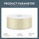 KMER LIFE 1-1/2" Wide x 50 Yards Ivory Single Faced Polyester Satin Ribbon for Wedding Decor, Wreath, Crafts, Gift Wrapping & Other Projects