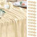 Wokceer Cheesecloth Table Runner Christmas 12 Pack 10FT Beige Boho Gauze Cheese Cloth Table Runner for Party Long Rustic Sheer Table Runners for Baby Bridal Shower Wedding Easter Table Decor