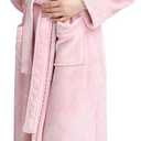 Hellomamma Long Bath Robe for Womens Plush Soft Fleece Bathrobes Nightgown Ladies Pajamas Sleepwear Housecoat (Large-X-Large, Pink)
