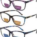 Bifocal Reading Glasses Women Clear Top Eyeglasses,Pattern Print Stylish Ladies Readers Spring Hinge