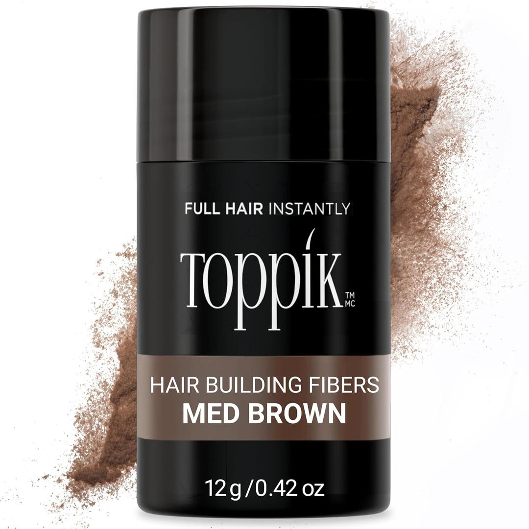Toppik Hair Building Fibers, Fill In Fine or Thinning Hair Instantly Thicker, Fuller Looking Hair (0.42 Ounce (Pack of 1), Medium Brown)