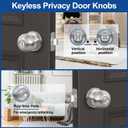 AEEKEL Brushed Nickel Door Knobs Interior Keyless Knob, Privacy Door Knob with Lock, 5 Pack Door Locks for Bedrooms Bathroom, Reversible for Left/Right Door Handle