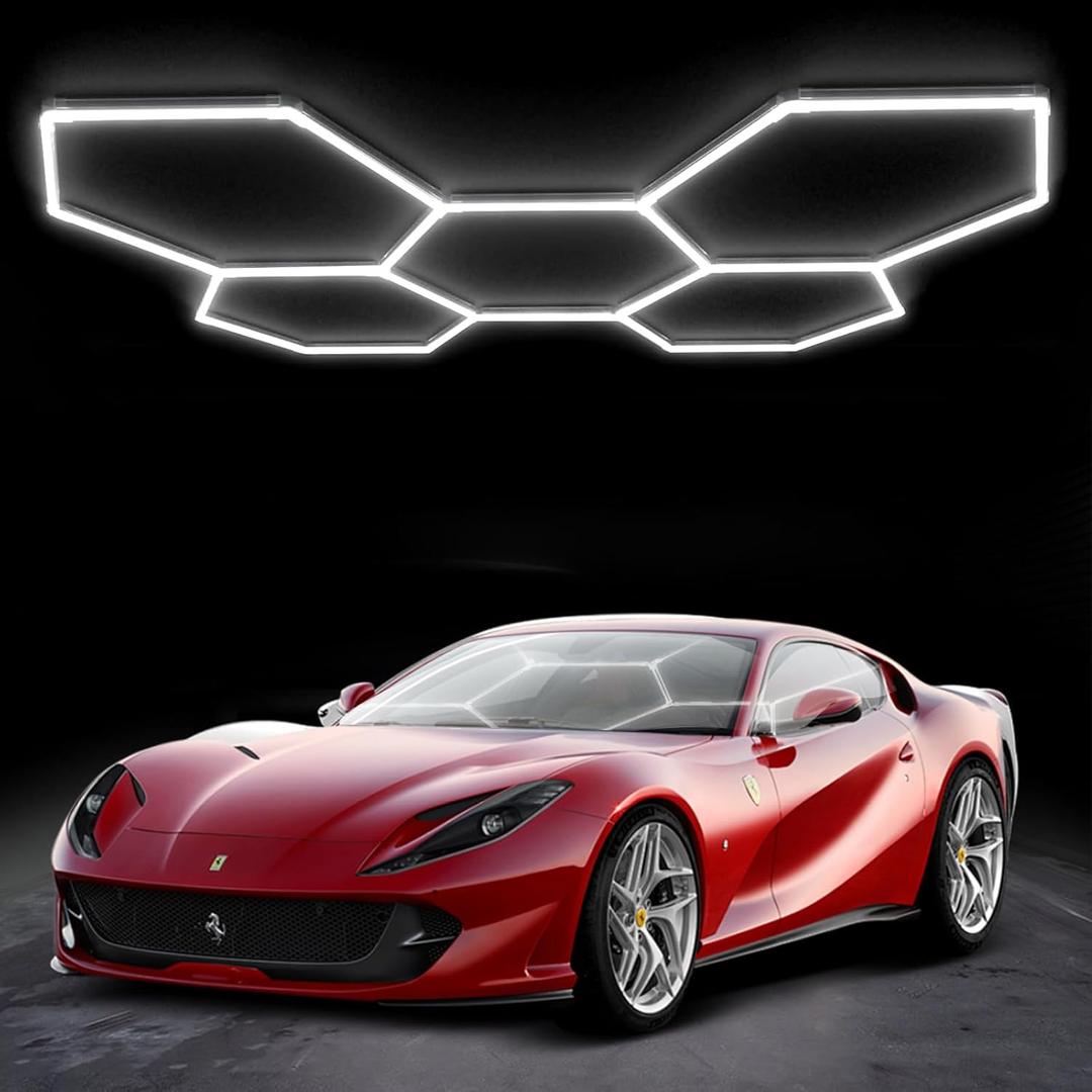 MODERN Hexagon Garage Lights25 Pack 216W 25920LM High Brightness Hexagon Garage LED Lights for Garage, Shopping Mall, Workshop and Car Detailing Shop etc.