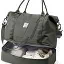 Spirit Travel Duffel - 18x14x8 Inches Weekender Overnight Bag with Shoes Compartment, Trolley Sleeve, Carry On for Airplanes, Sport Tote Gym Bag - Green