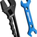 Adjustable AN Fittings Wrench For 3AN-16AN Hose Fitting Spanner Lightweight Aluminum Flat-ended Black With a 6AN Socket-AN8 B-nut Double Hose End Fitting Wrench Blue