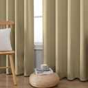 CUCRAF Blackout Curtains 54 inches Long 2 Panels Set for Bedroom, Beige Rod Pocket Room Darkening Curtain for Living Room, Thermal Insulated Window Drapes (W 52 x L 54 Inch)