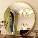 HARRITPURE Round Mirror 30 Gold Wall Mounted Circle Mirrors Vanity Mirror with Brushed Aluminum Alloy Frame Modern Decoration for Bathroom, Living Room, Vanity, Bedroom, Entryway