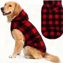 EXPAWLORER Dog Hoodie Fleece Sweater Vest, Plaid Dog Sweatshirt Fall Winter Pet Clothes with Leash Hole, Sleeveless Warm Cozy Puppy Clothing for Cat Small Medium Large Dogs Girl Boy, Checkered XL
