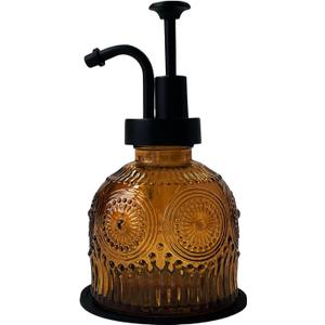 Vintage Soap Dispenser for Bathroom,Glass Kitchen Soap Dispenser with Pump,Farmhouse Antique,Cute Small Rustic Decor(Brown)