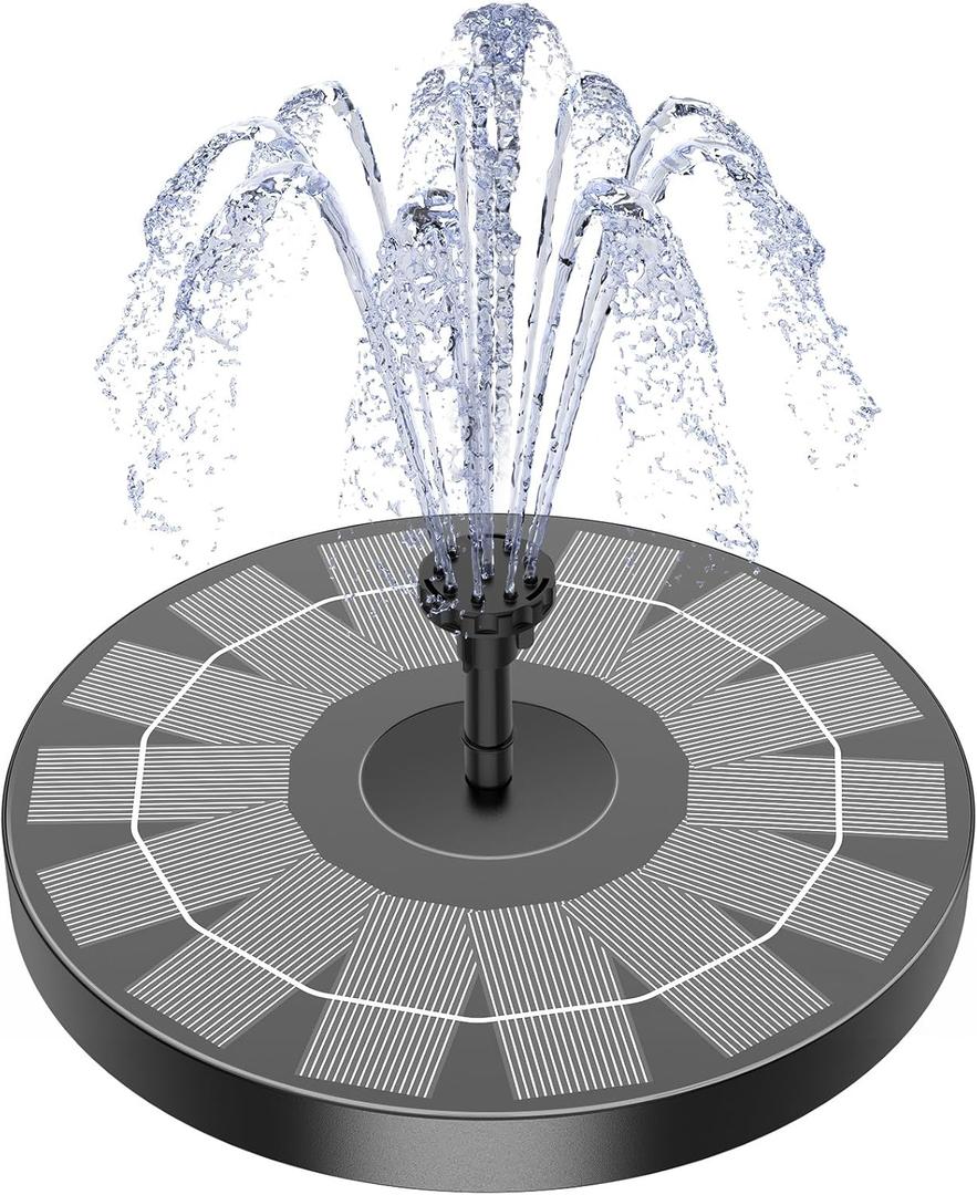 AISITIN 2.5W Solar Bird Bath Fountain Pump, Solar Fountain for Bird Bath with 6 Nozzles, 6.7" Solar Powered Water Pump for Garden, Ponds, Pool, Fish Tank, Aquarium and Outdoor
