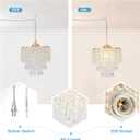 8" Plug in Pendant Light Corded Hanging Lights with Plug in Cord Hanging Lamp Plug-in with 16.4 Ft Cord Mini Chandelier for Bedroom Kitchen Island Hallway Bathroom Closet (Gold)