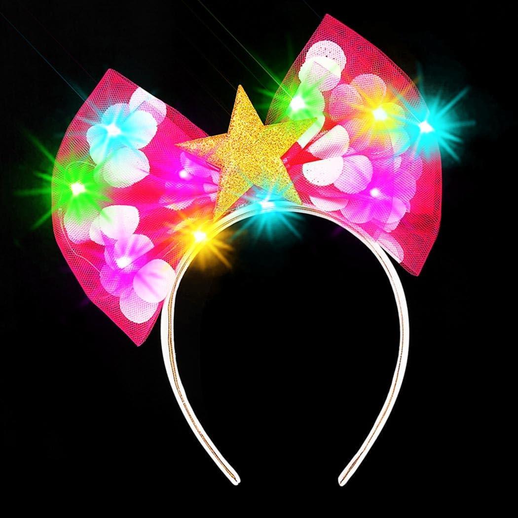 2 x Asooll Light Up Headband Glow Bow Knot Hair Accessories Star Headpiece for Women