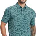 Mens Golf Shirts Short Sleeve Moisture Wicking Dry Fit Print Performance Athletic Casual Golf Polo Shirts for Men (L)