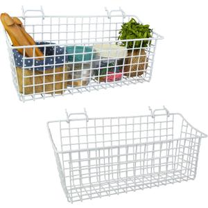 G.CORE 2 Pack Large Pegboard Baskets, Metal Shelves Hooks to 1/8" 1/4" Peg Boards, Peg Board Baskets Bins Set - Organize Tools Workbench Accessories Garage Storage Wall Mount Organizer Attachments