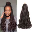 French Curly Braiding Hair 18 Inch 8 Packs - Pre Stretched Bouncy Braiding Hair- Loose Wavy Synthetic Hair Extensions For Black Women (18 inch 8 packs 4)