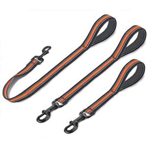 Cymiler Short Dog Leash,3 Sizes Nylon Short Traffic Leash with Padded Handle,Dog Short Training Leash with Highly Reflective Threads for Small Medium Large Dogs (Wide-Orange)