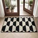 GRANNY SAYS Indoor Doormat, 20" x 32", Non-Slip Front Door Mats, Outdoor Welcome Mat Washable, Low Profile Indoor Door Mats for Entryway, Floor Inside Back Doormats (1'8" x 2'8" (Rectangular), Black/Tan)