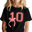 CM C&M WODRO 10th Birthday Shirt Girl Pink Bow Graphic Tee 10 Year Old Birthday Party T-Shirt Girl Summer Short Sleeve Tops Size L
