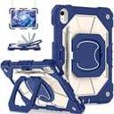 Scnioy Case for iPad (A16) 11th Generation 11 Inch (2025), iPad 10th Generation Case 10.9 Inch (2022), Shockproof Cover with 360° Rotating Stand Screen Protector Pen Holder Shoulder Strap, Navy Grey