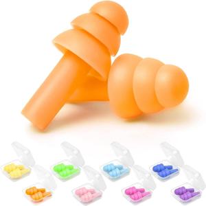 Earplugs for Sleeping Noise Cancelling, Reusable Ear Plugs Super Soft, Silicone Ear Plug, for Sleeping 8 Pairs, Swimming, Snoring, Concerts, Work, Noisy Places (8 Colors)
