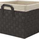 Whitmor Woven Strap Storage Tote Basket with Liner - Espresso