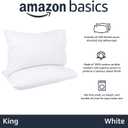 Amazon Basics 400 Thread Count Soft 100% Cotton Pillow Cases, Wrinkle Resistant, Sateen Weave, King Size, 40" x 20", Machine Washable, White, Set of 2, Pillows Not Included