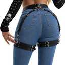 Women's Gothic Leather Thigh Harness – Adjustable Leg Garter Belt for Lingerie, Cosplay, Carnival & Punk Party Outfits (Black, S)
