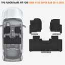 All Weather Car Floor Mats for 2015-2025 Ford F-150 Super Cab/Extended Cab with 1st Row Bench Seats Only (Not for SuperCrew Cab), TPE Rubber Floor Liners Anti-Slip Automotive Mats for F150 Accessories
