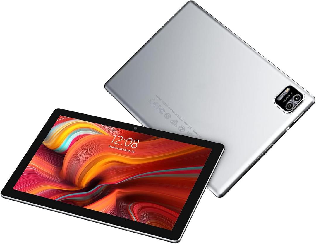 WeTap Tablet 10 inch Android Tablets Android 12 Tablet 3GB RAM 64GB ROM Quad-Core Processor Tablets (Silver)