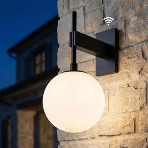 Hyunbae Dusk to Dawn Outdoor Wall Sconces, Modern Exterior Photocell Sensor Front Porch Light, 18.1" Globe Large Outdoor Wall Lighting, Waterproof Outside Lights for House, Doorway, Garage, E26, IP65
