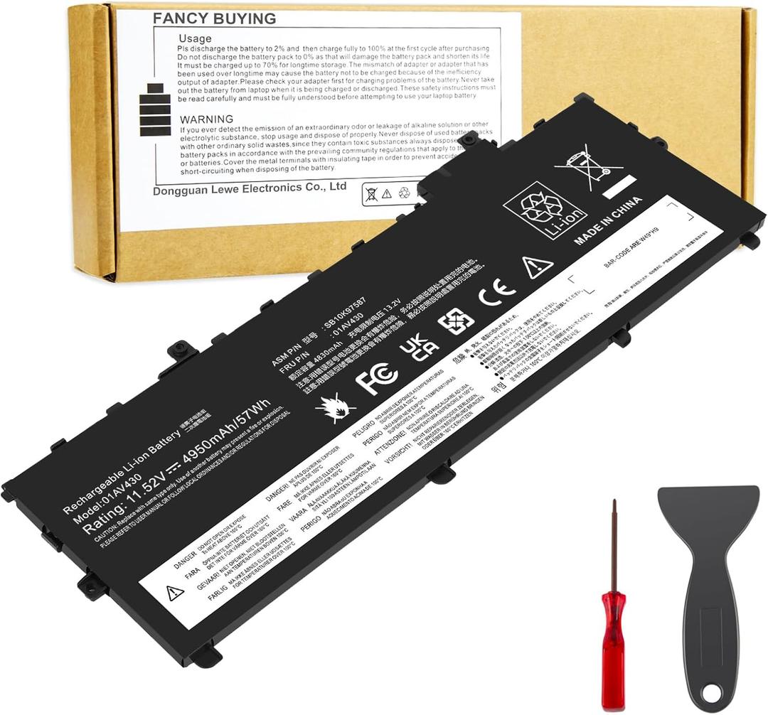 Fancy Buying 01AV430 SB10K97587 Battery Replacement for Lenovo ThinkPad X1 Carbon 5th Gen 2017 6th Gen ThinkPad X1 Carbon 2017/2018 Series 01AV429 SB10K97586 01AV431 SB10K97588 01AV494 SB10K97586