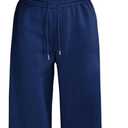 SOLY HUX Women's 2 Piece Outfits Fall Sweatsuits Off The Shoulder Crop Top Wide Leg Sweatpants Casual Matching Lounge Sets (Blue, M)