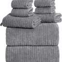 Oversized Bath Towels 8 Piece Towel Set, 2 Extra Large Bath Sheets, 2 Hand, 4 Washcloths, Luxury Soft Super Absorbent Thick Shower Towels for Bathroom, Spa & Hotel, Quick Dry, Grey