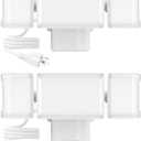 Olafus 60W Flood Lights Outdoor Plug in Pack of 2, Switch Controlled 6000LM LED Security Light, 6500K Outside Floodlight, IP65 Waterproof Exterior Flood Light Fixture for House Yard Garage Patio White