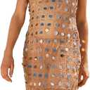 Nasty Gal Hand Embellished Disc Beaded Tassel Beach Dress (M, Beige)