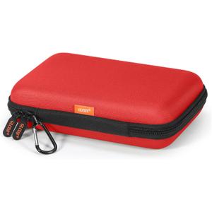 Pure-Red Shockproof Hard Shell Carrying Case for Portable External Hard Drive, Power Bank, Charger, Seagate Game Drive, Cell Phone, Electronic, Women Accessories - Large Storage Pouch Travel Bag
