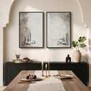 Framed Islamic Wall Art Set of 2, Modern Arabic Calligraphy Canvas Prints, Minimalist Gray Muslim Wall Decor for Living Room Bedroom Dining Room Prayer Room Hallway Office, 16x24 Inch