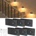 WILLED Rechargeable Night Light, Wireless Stair Lights Indoor, Warm White Motion Sensor Light Indoor, Stick-Anywhere, Battery Powered Night Light for Hallway, Stairway, Bathroom, Bedroom, Pack of 6 (Black)