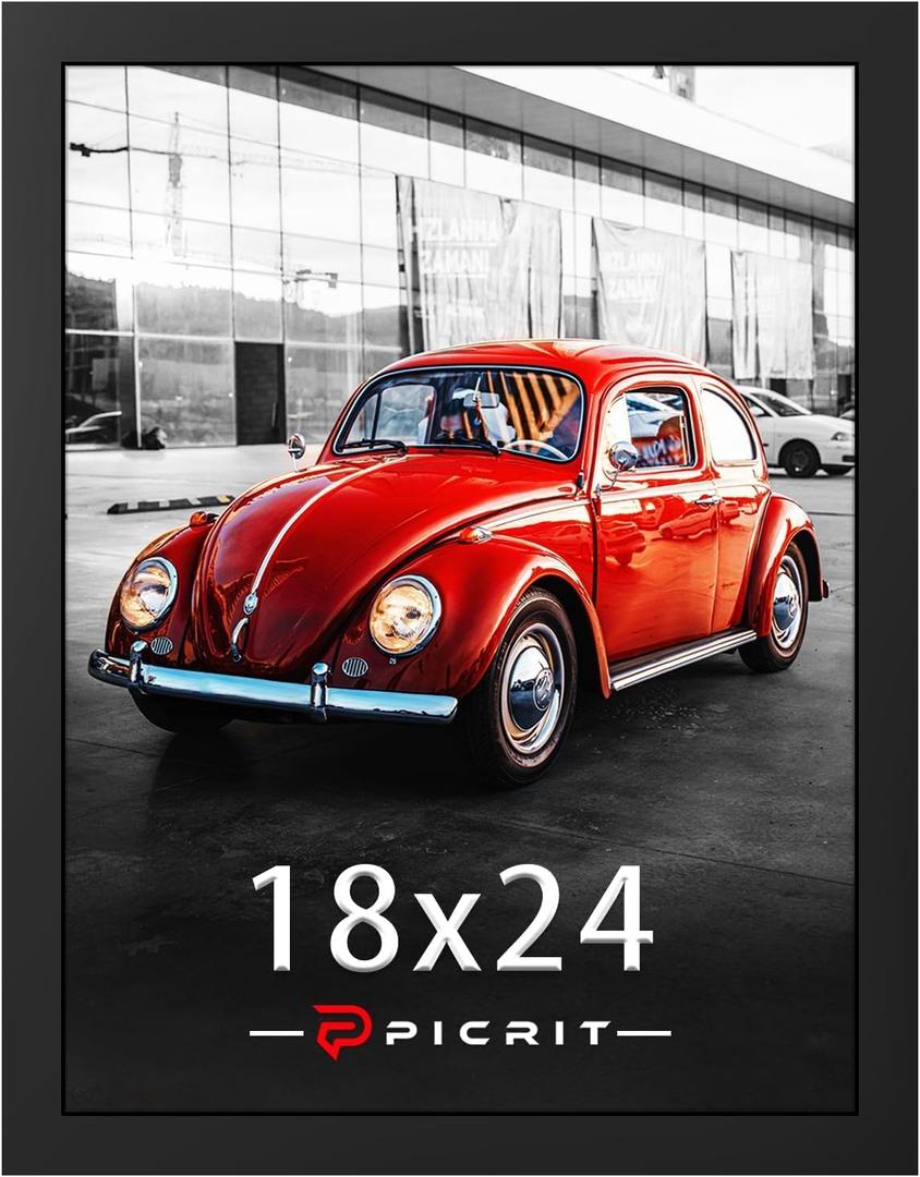 Picrit 18x24 Picture Frame, Photo Frame for Wall Mounting Display, Black