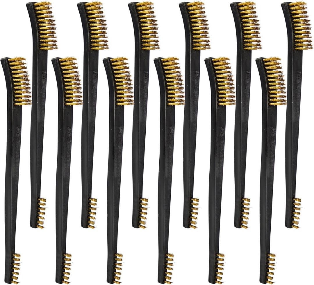 12 Pack Double-Ended Gun Cleaning Brushes Set, Brass Brush Gun Cleaning -Nylon Handle - All Purpose Cleaning Supplies Kit